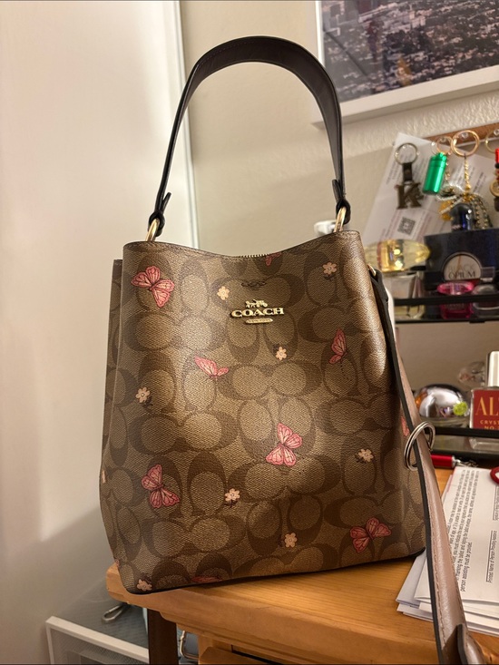 Coach Handbags - COACH Brown Signature Butterfly Bucket Bag